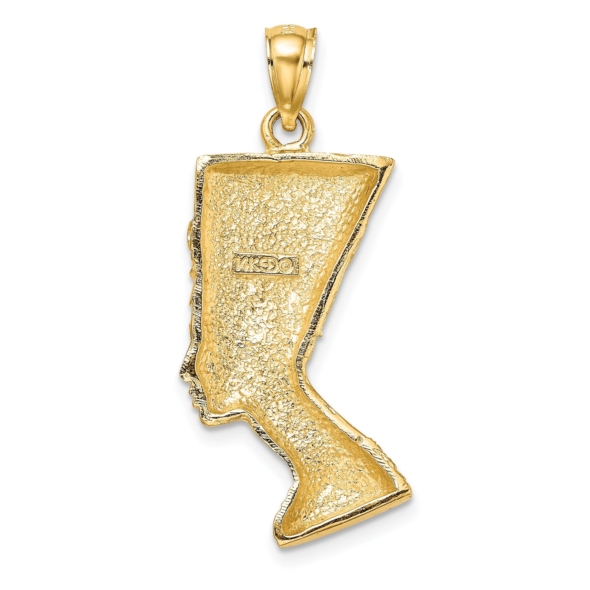 14K 2-D Polished Textured Nefertiti Profile Charm