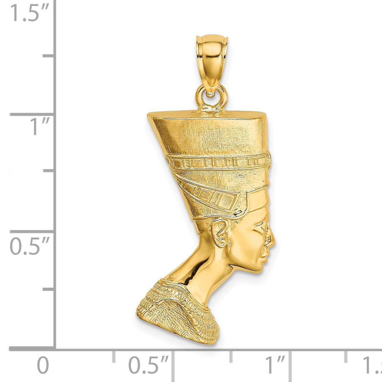14K 2-D Polished Textured Nefertiti Profile Charm