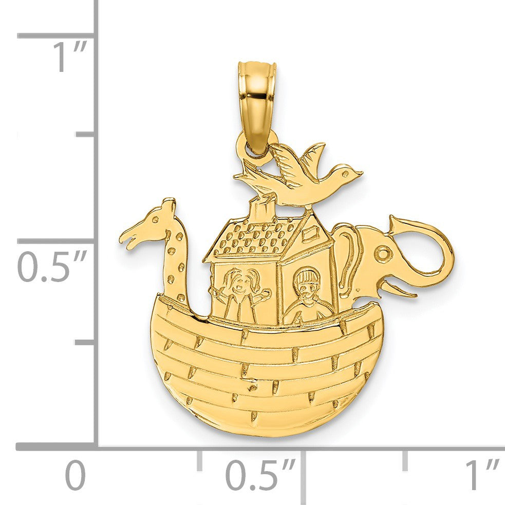14K Textured Flat Noahs Ark Charm