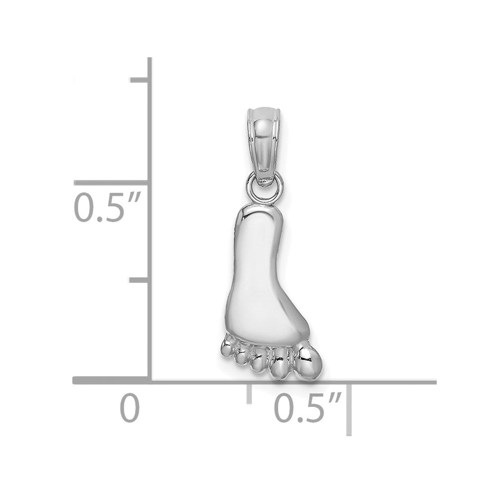 14K White Gold Polished Foot Charm