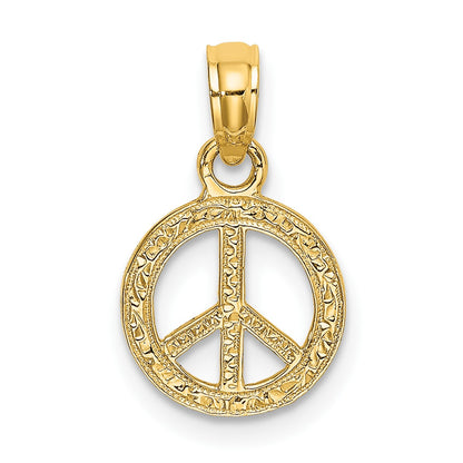 14K Flat Textured Mini Peace Sign Charm