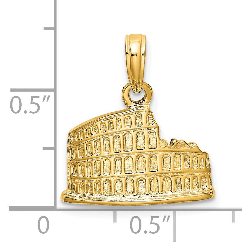 14K Textured 2-D Colosseum Charm