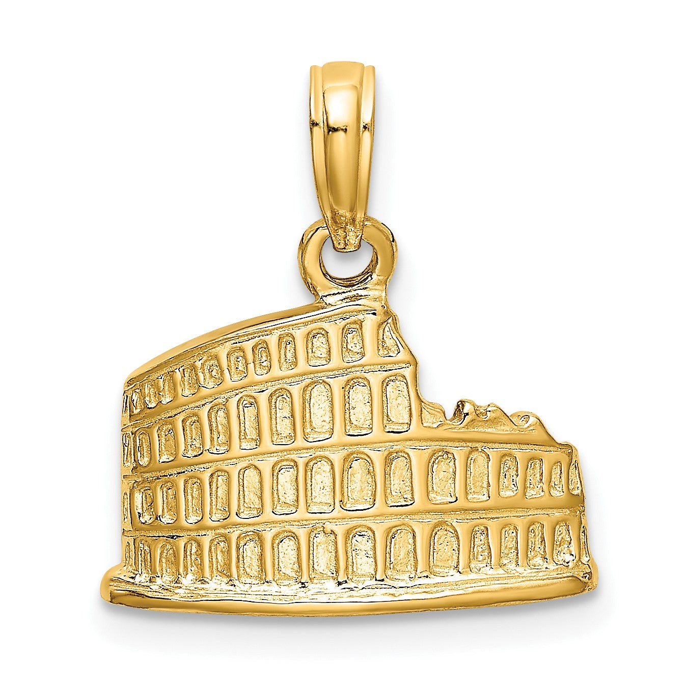 14K Textured 2-D Colosseum Charm
