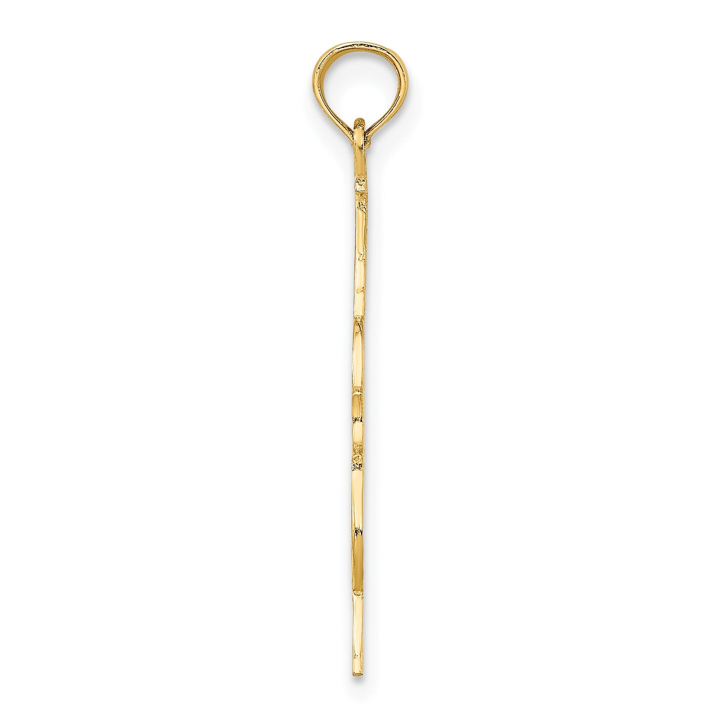 14K Polished Textured Upright Bass Charm