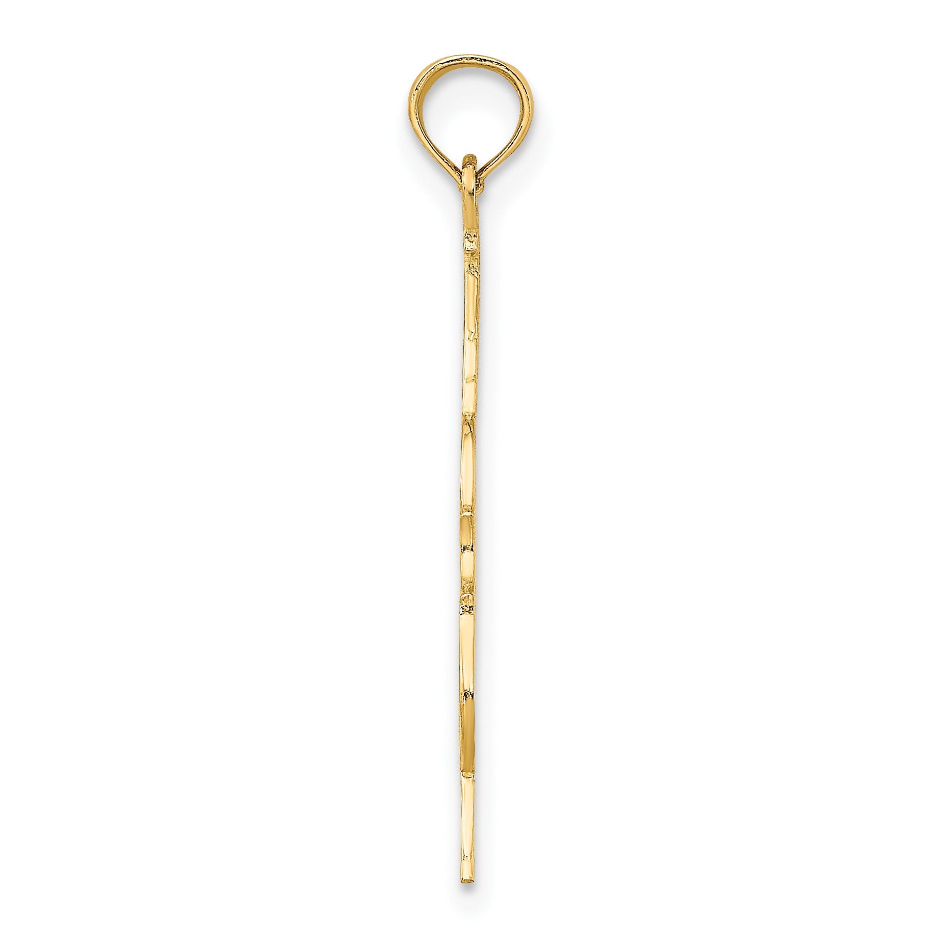 14K Polished Textured Upright Bass Charm