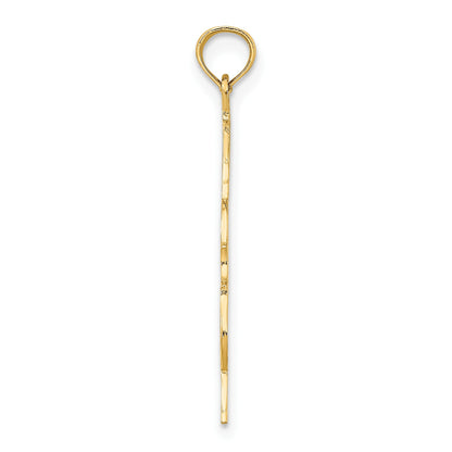 14K Polished Textured Upright Bass Charm