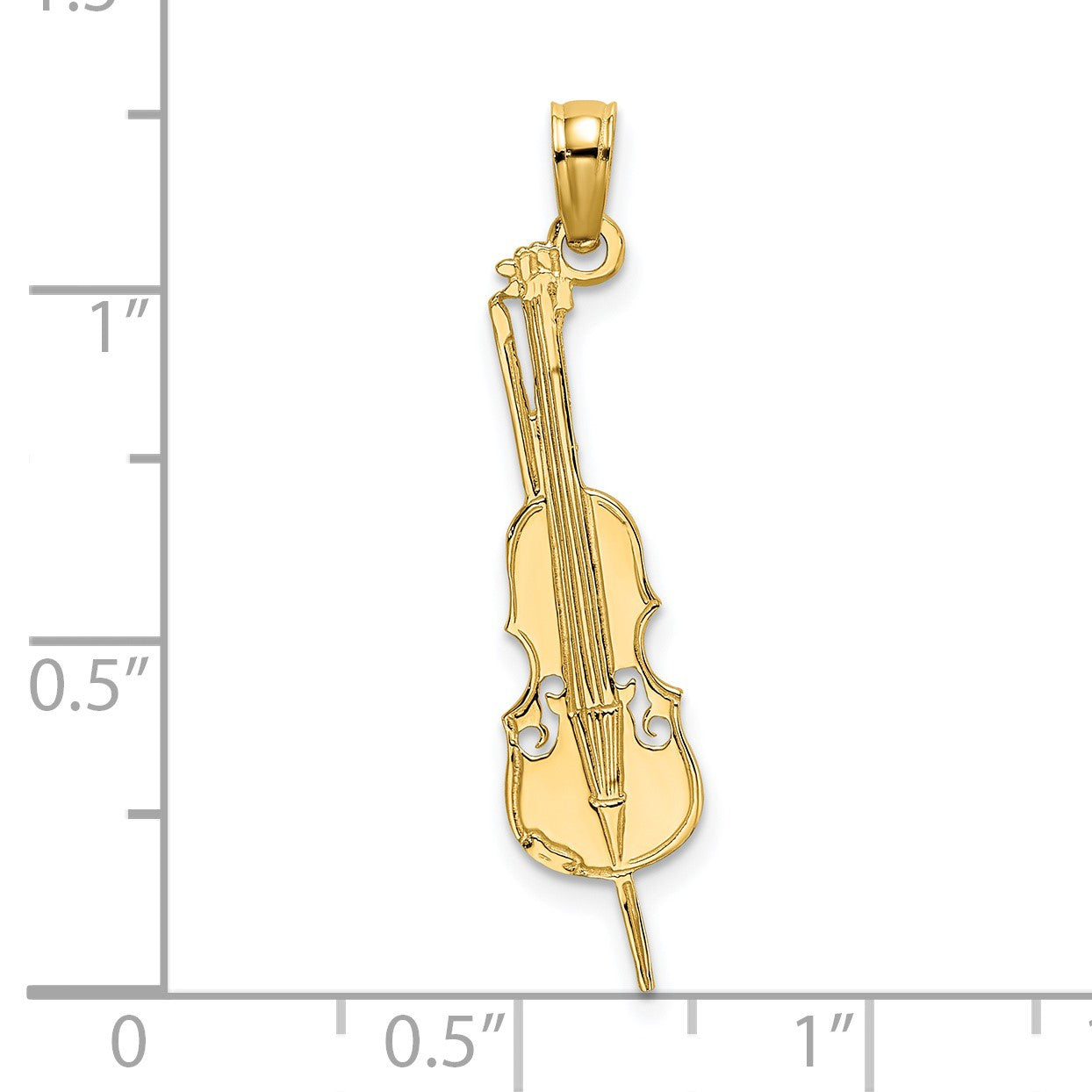14K Polished Textured Upright Bass Charm