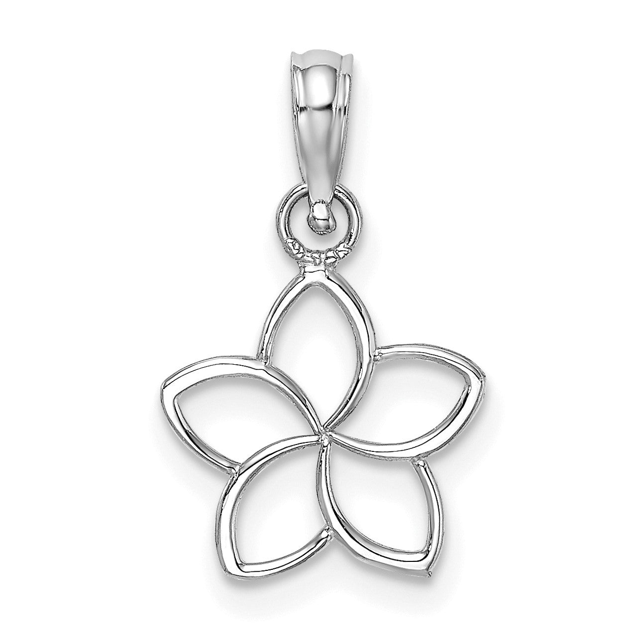 14K White Gold Cut-out Plumeria Flower Charm
