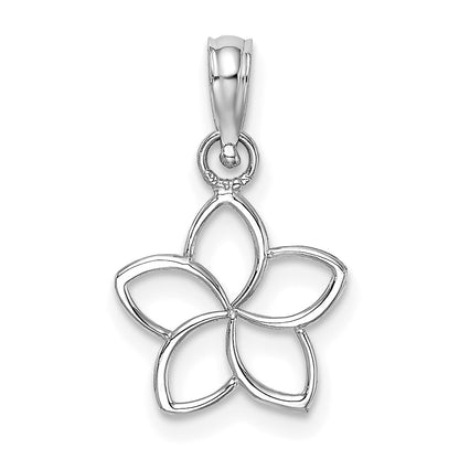 14K White Gold Cut-out Plumeria Flower Charm