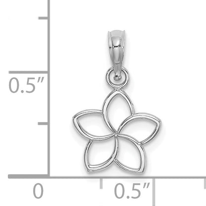 14K White Gold Cut-out Plumeria Flower Charm