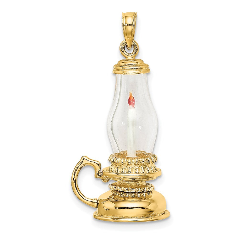 14K Glass w/ Enamel 3-D Candle Lantern Charm