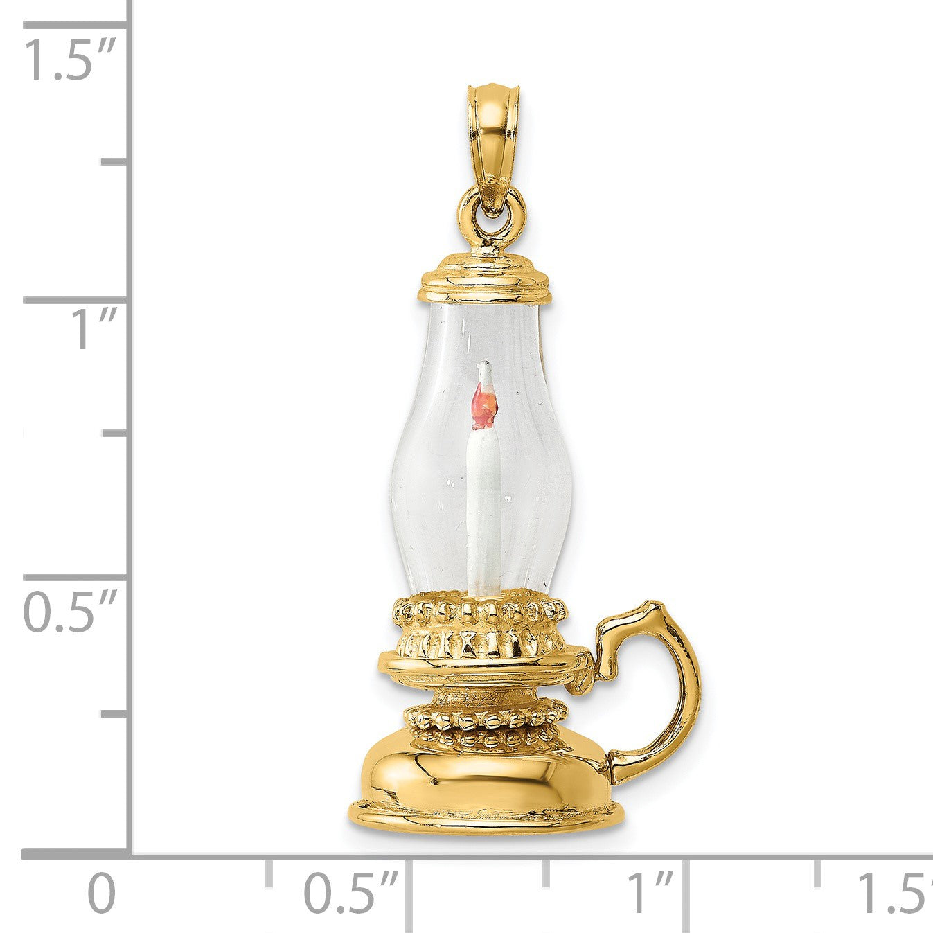 14K 3-D Glass Lantern with Enameled Candle Inside Charm