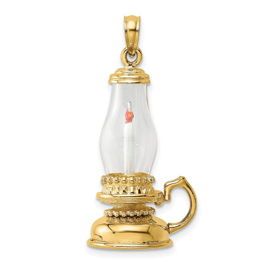 14K Glass w/ Enamel 3-D Candle Lantern Charm