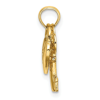 14K Moveable Dangling Heart Lock and Key Charm