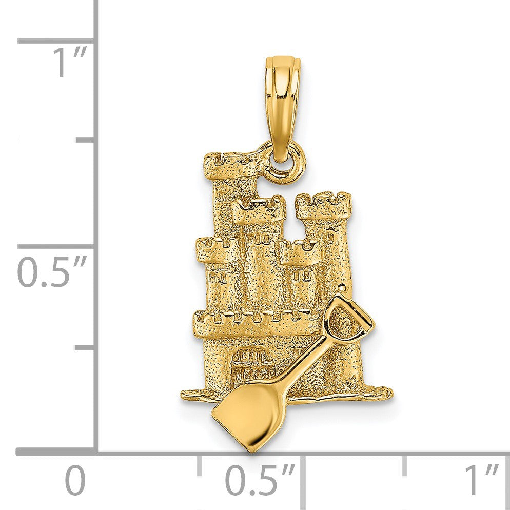 14K 3-D Sand Castle with Shovel Charm