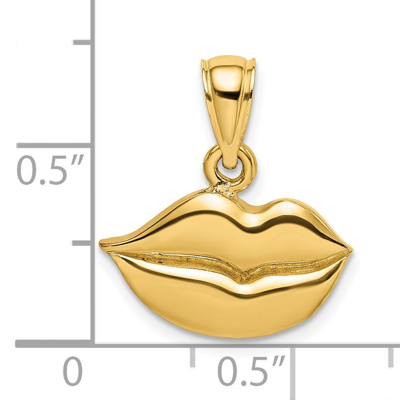14K 2-D  Polished Lips Charm