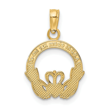 14K Polished Round Claddagh Charm