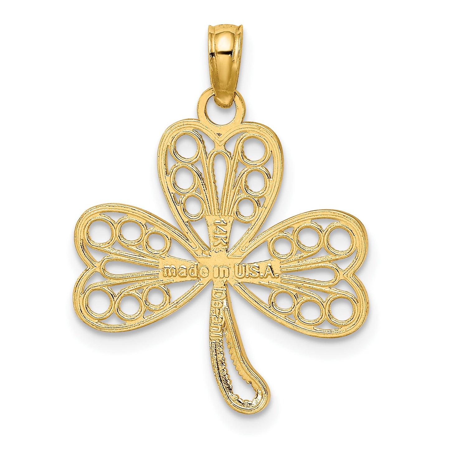 14K Filigree 3-Leaf Clover Charm
