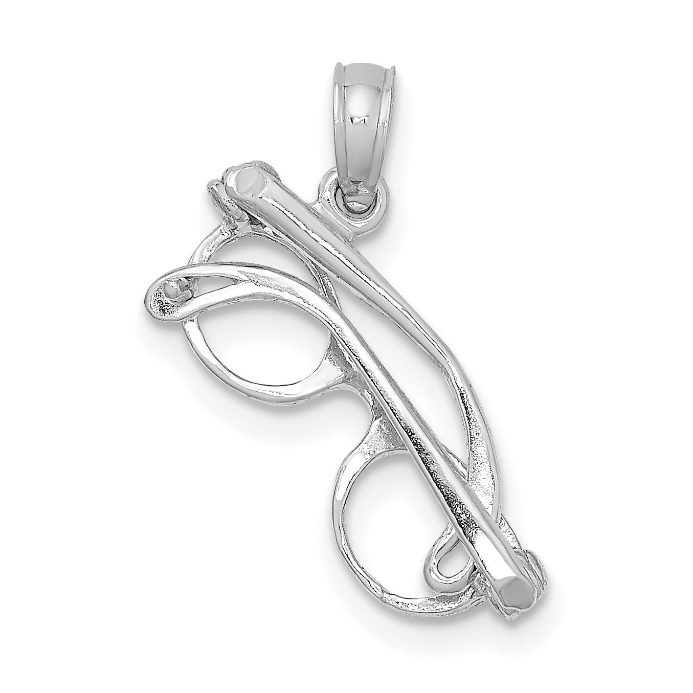 14K White Gold 3-D Glasses with Moveable Sides Charm