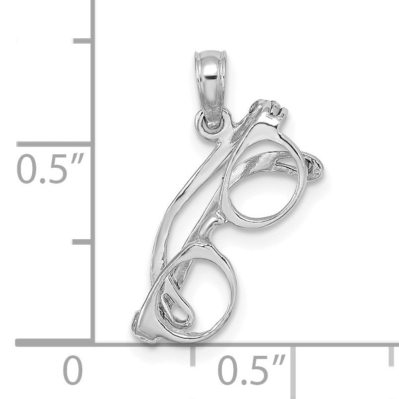 14K White Gold 3-D Glasses with Moveable Sides Charm