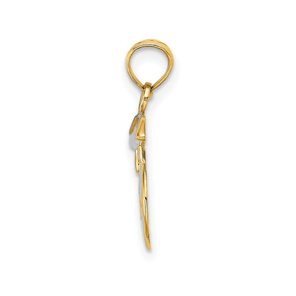 14K Polished Smiley Face with Graduation Cap Charm