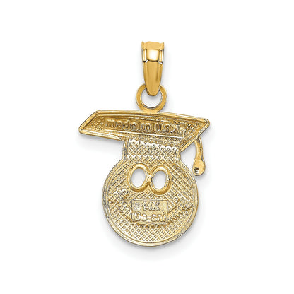 14K Polished Smiley Face with Graduation Cap Charm