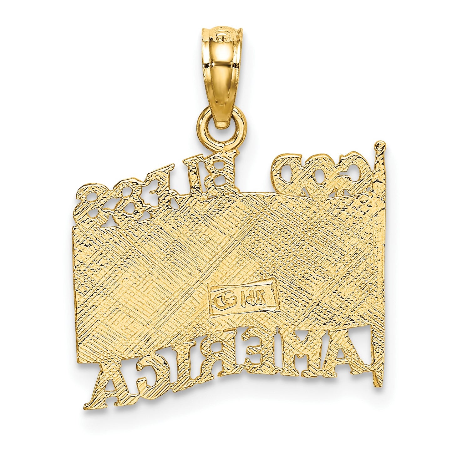 14K Polished Textured GOD BLESS AMERICA Flag Charm