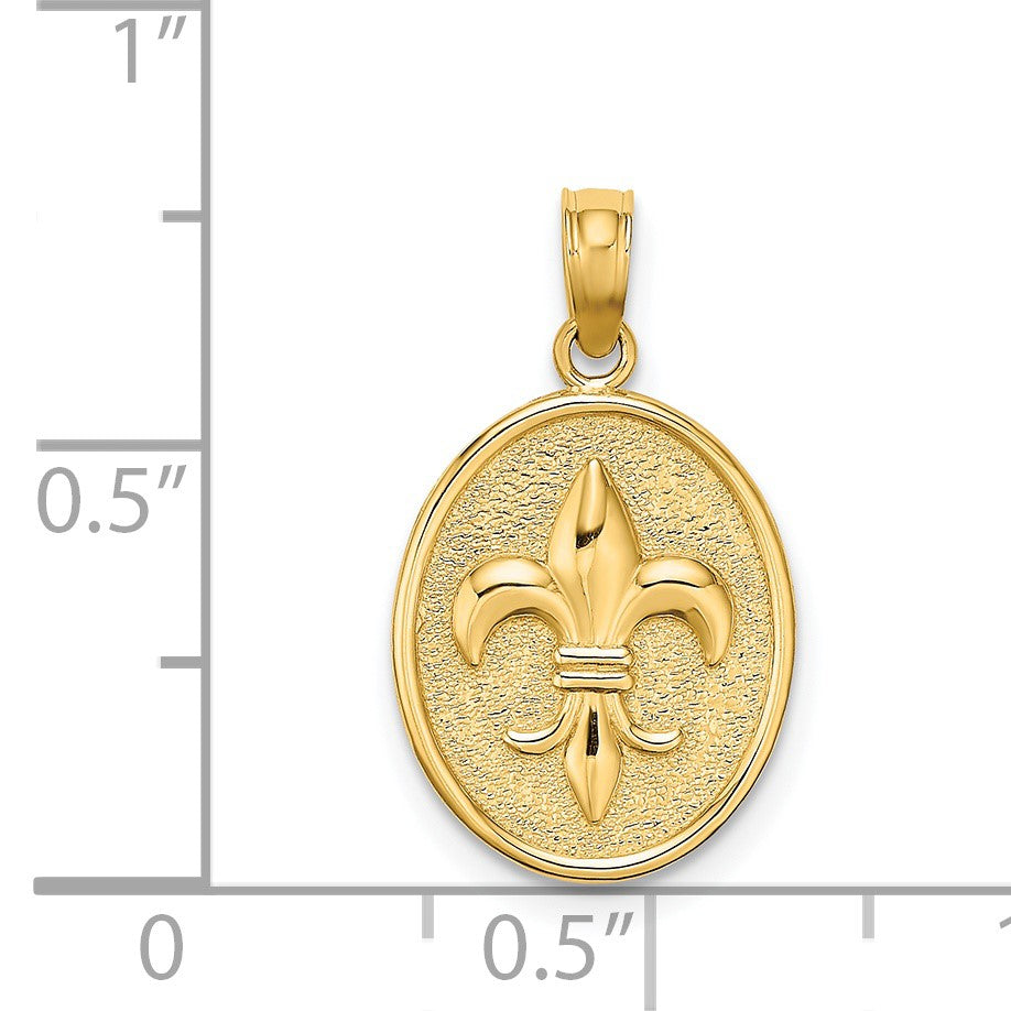 14K Fleur de Lis on Oval Disc Charm