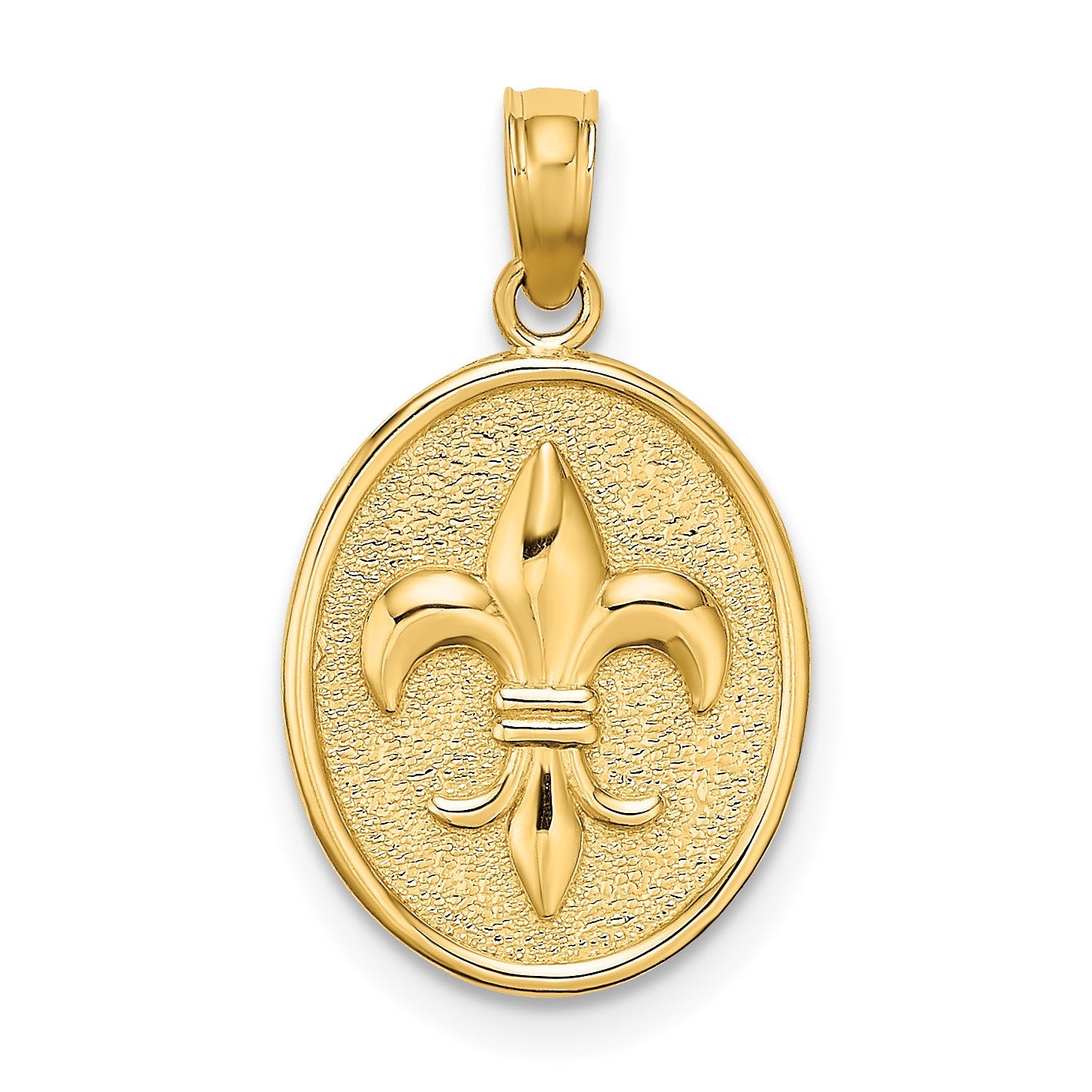 14K Fleur de Lis on Oval Disc Charm