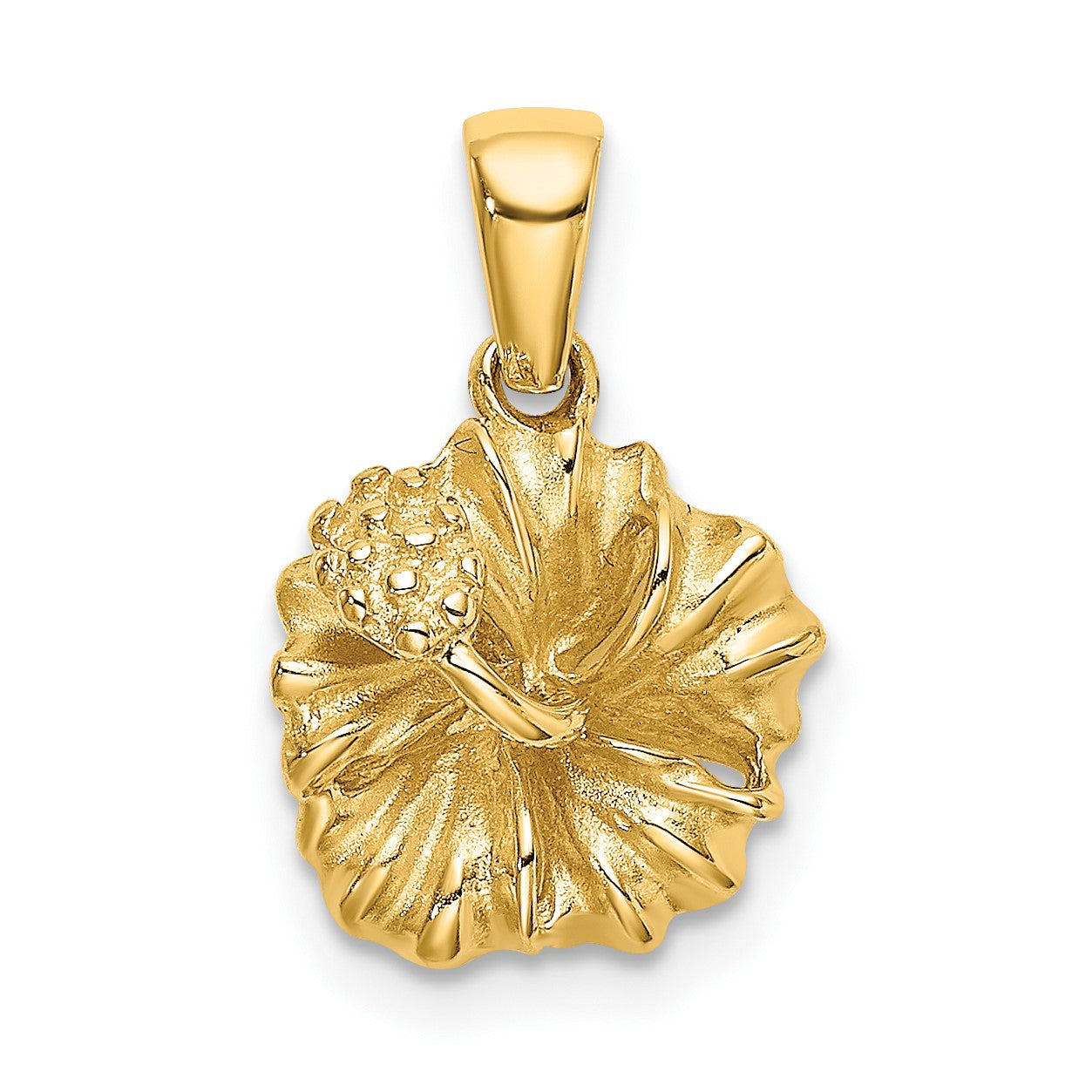 14K Textured Hibiscus Flower Charm