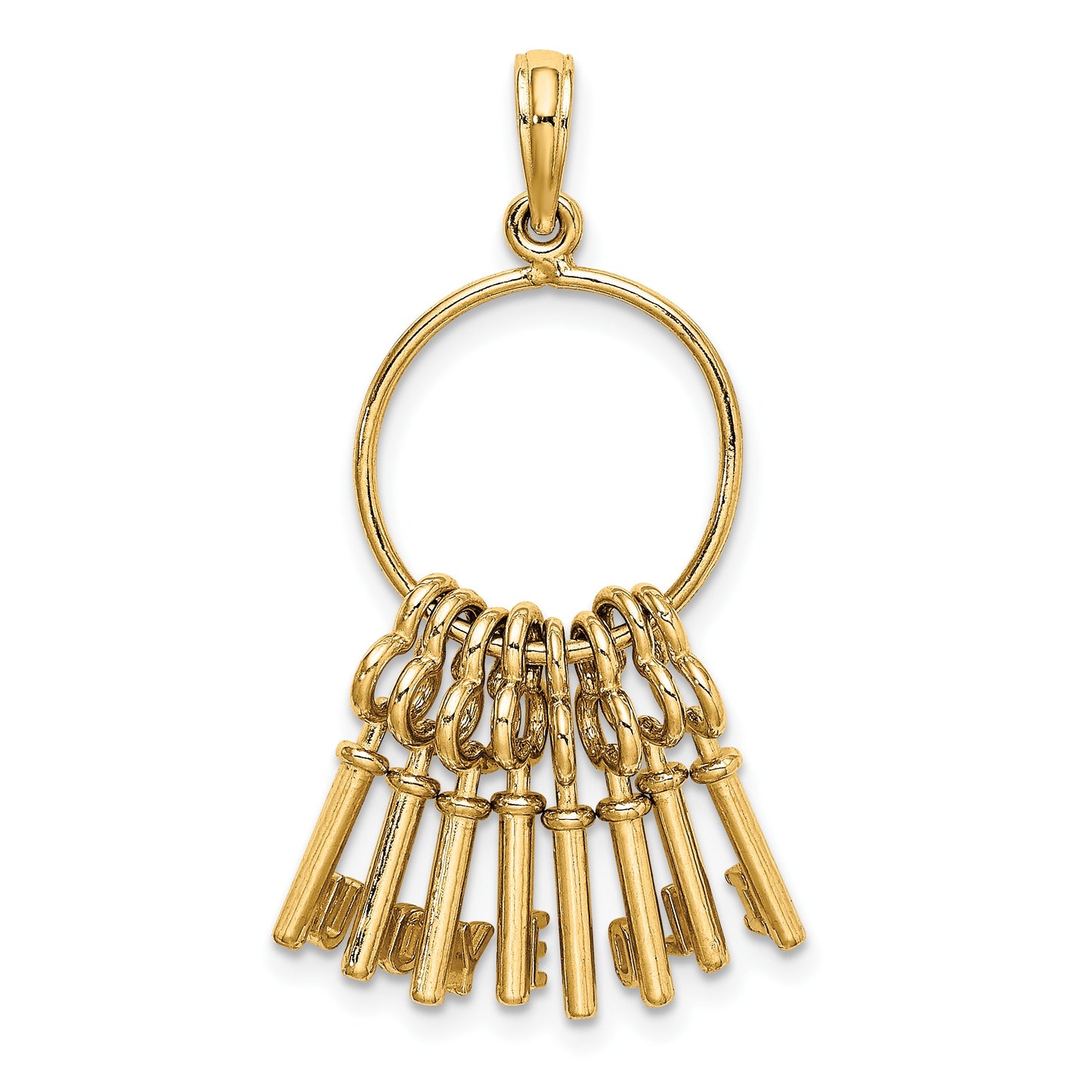 14K Moveable 3D I LOVE YOU  Key Chain Charm