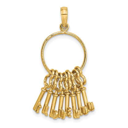 14K Moveable 3D I LOVE YOU  Key Chain Charm