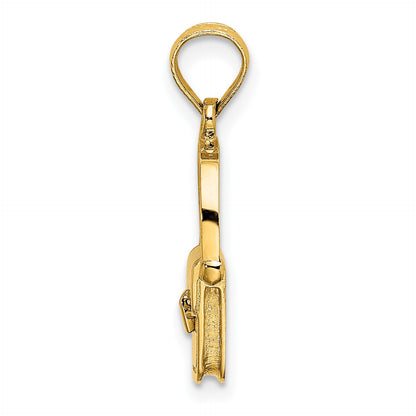 14K 3-D Polished Satchel Purse with Moveable Handle Charm