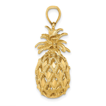 14K 3-D Textured and Polished Pineapple Charm