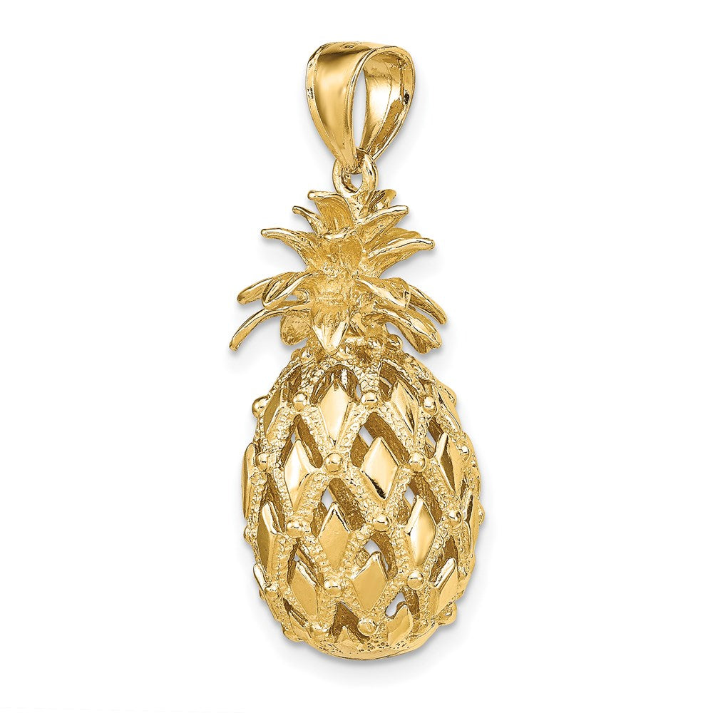 14K 3-D Textured and Polished Pineapple Charm