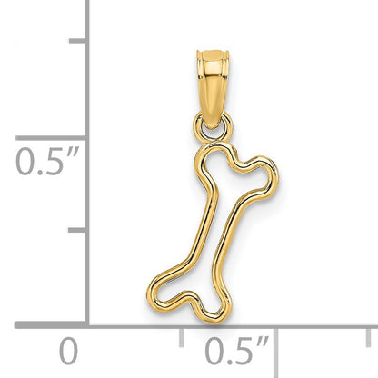 14K Cut-Out Polished Mini Dog Bone Charm