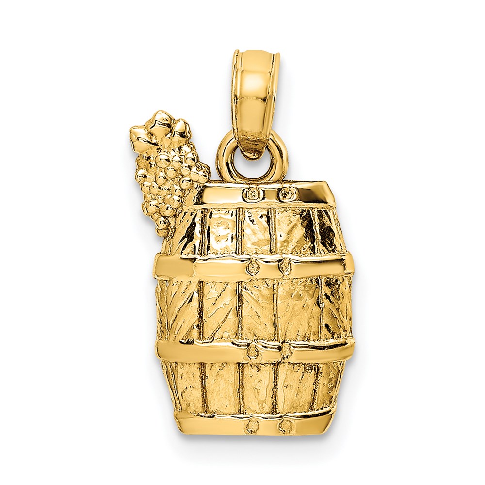 14K Wine Barrel With Grapes Charm