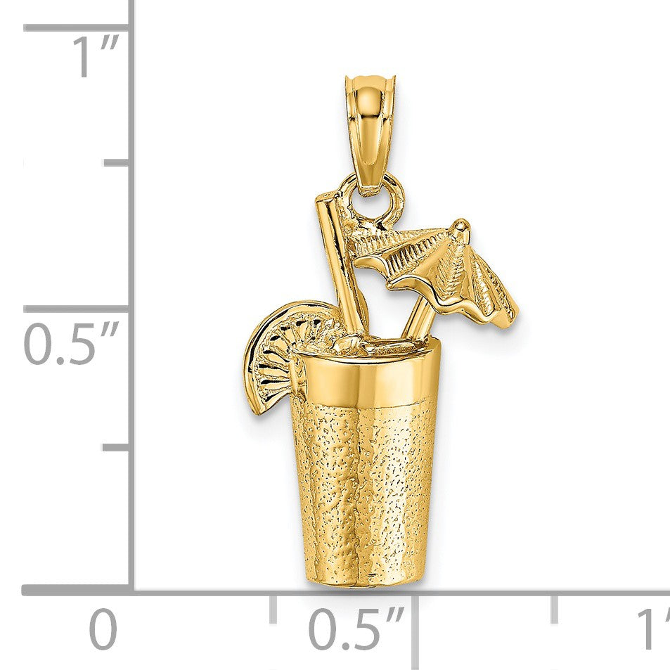 14K Cocktail Drink with Umbrella Charm