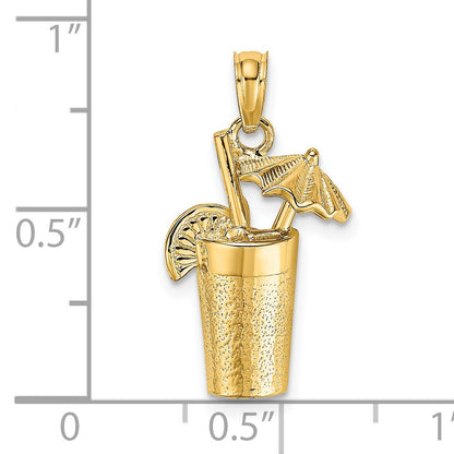 14K Cocktail Drink with Umbrella Charm