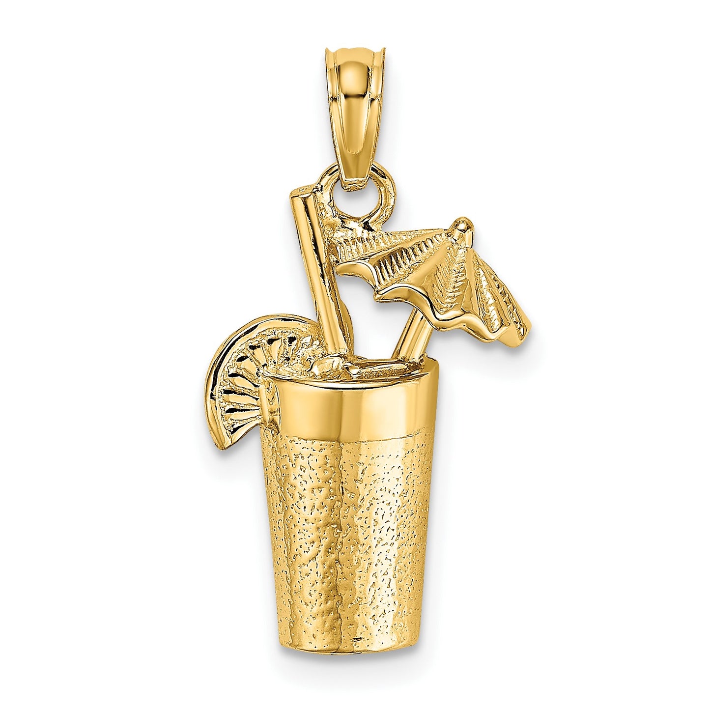 14K Cocktail Drink with Umbrella Charm