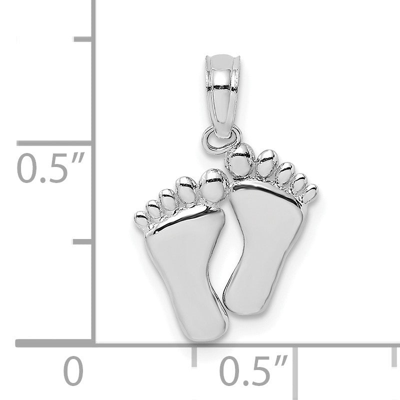 14K White Gold  Double Feet Hang Ten Style Charm