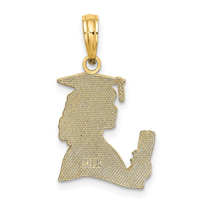 14K Polished Female Graduation Profile with Diploma Charm