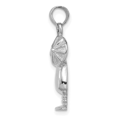 14K White Gold Polished Tropical Drink Charm