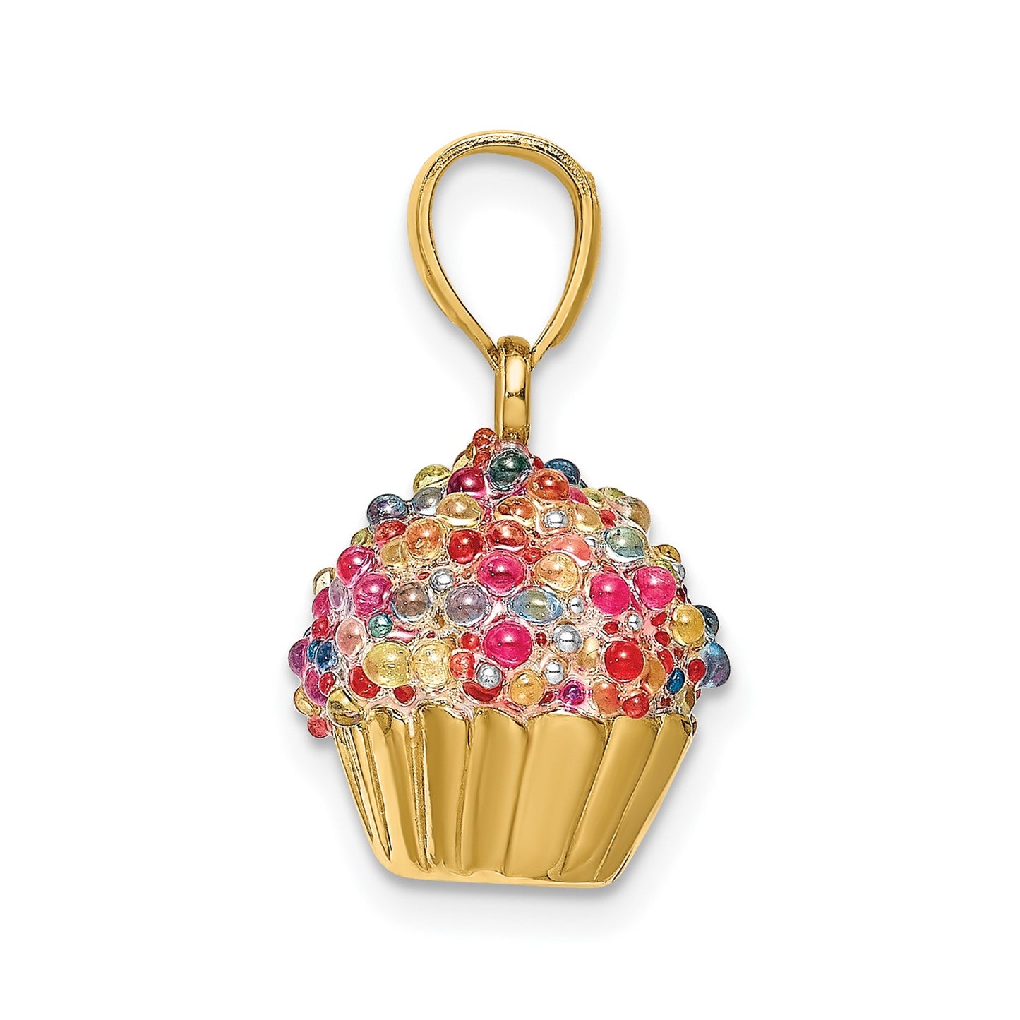 14K 3-D with Colored Bead Icing Cupcake Charm