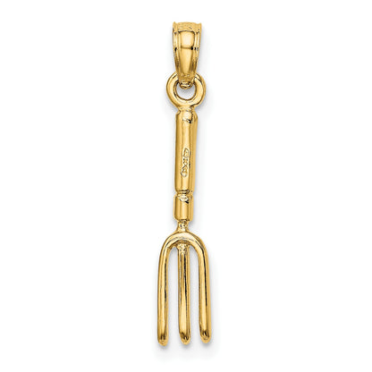 14K 3-D  Fork Garden Tool Charm