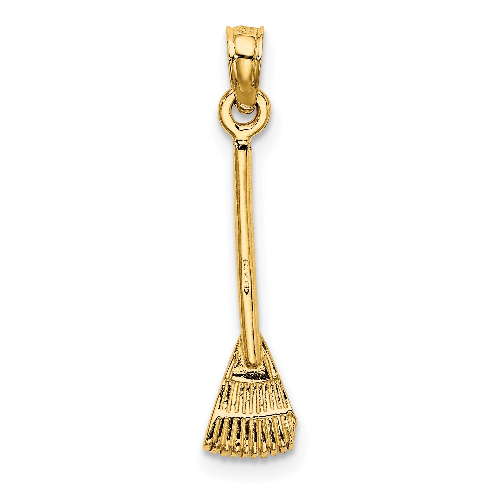 14K 3-D Leaf Rake Garden Tool Charm