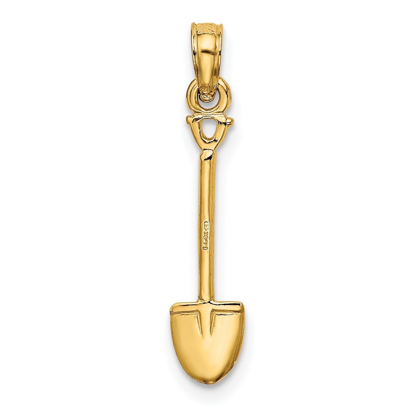 14K 3-D Polished Shovel Garden Tool Charm