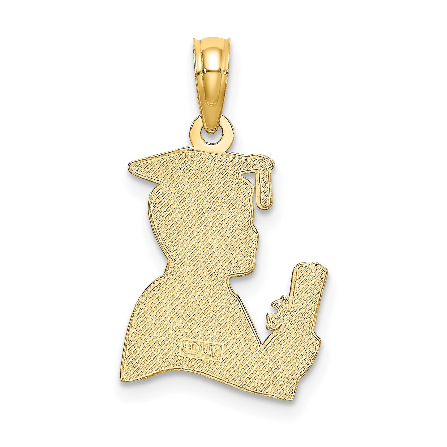 14K Polished Male Graduation Profile with Diploma Charm