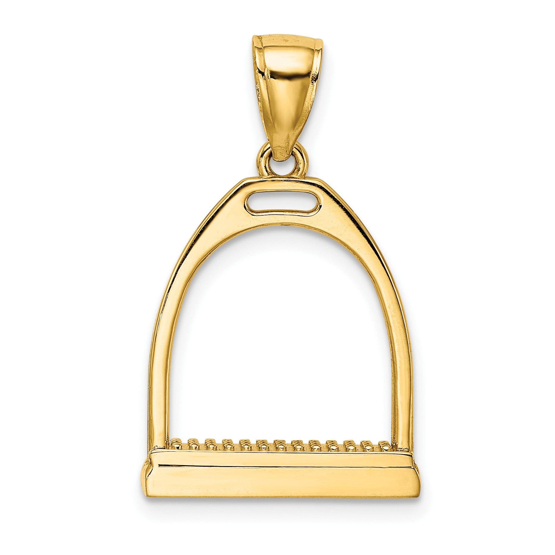 14K 3-D Polished Large Horse Stirrup Charm