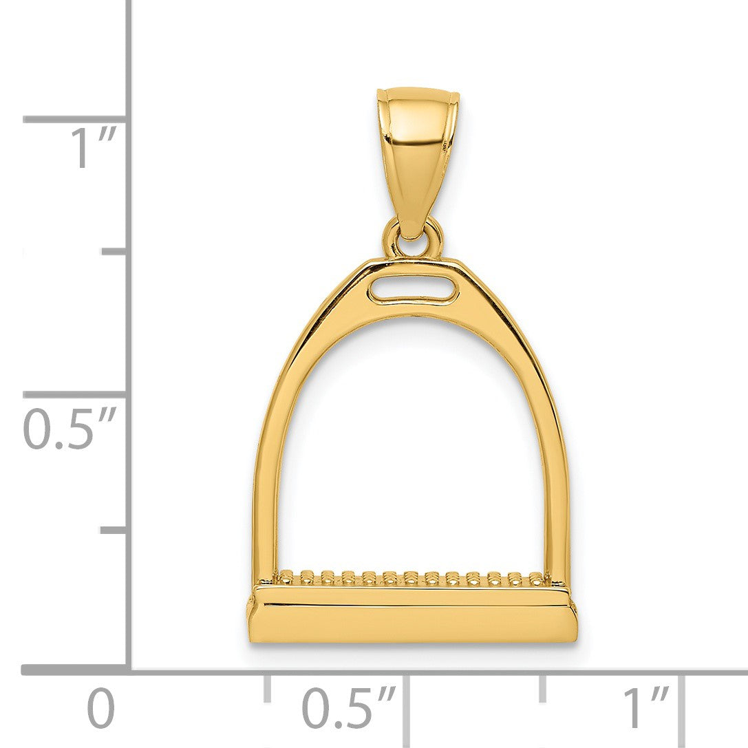 14K 3-D Polished Large Horse Stirrup Charm